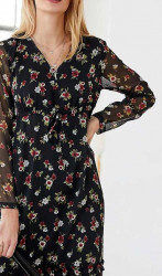 Šifónové maxi šaty s kvetinovou potlačou Linea Tesini, čierno-farebné #4