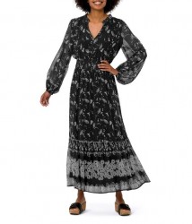 Šifónové maxi šaty s potlačou HEINE, čierno-biele #2