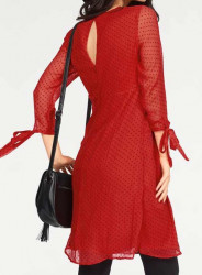 Šifónové šaty s bodkovaným vzorom VILA Clothes, červené #1