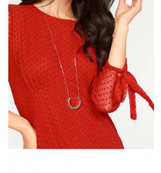 Šifónové šaty s bodkovaným vzorom VILA Clothes, červené #2