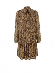 Šifónové šaty s paisley potlačou Linea Tesini, čokoládovo-okrová #1