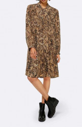Šifónové šaty s paisley potlačou Linea Tesini, čokoládovo-okrová #2