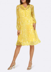 Šifónové šaty s volánmi Ashley Brooke, žlté #2