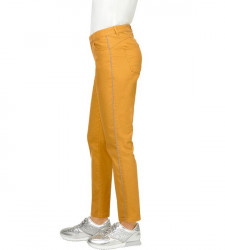 Strečové džínsy s kontrastným pásom Création L, horčicová #4