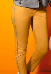 Strečové džínsy s kontrastným pásom Création L, horčicová #5