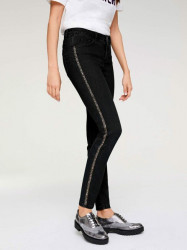 Strečové džínsy s ozdobným pásikom Linea Tesini, čierne #2