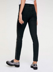 Strečové džínsy s ozdobným pásikom Linea Tesini, čierne #3