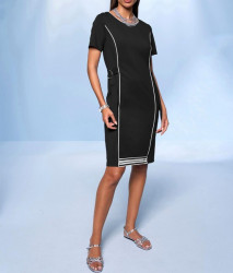 Strečové šaty s kontrastnými švami a prackou Rick Cardona, čierne