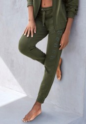 Teplákové nohavice BENCH, olivovo zelené