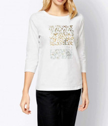 Tričko s kvetinovou a trblietavou potlačou Linea Tesini, biela #2
