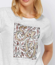 Tričko s potlačou a kamienkami Linea Tesini, biele #4