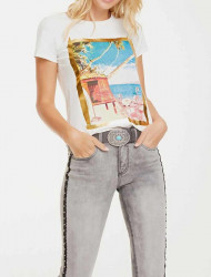 Tričko s potlačou Linea Tesini, krémová