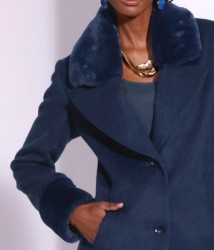 Vlnená bunda lemovaná imitáciou kožušiny Création L, modrá #3