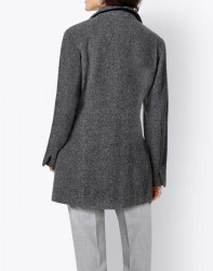 Vlnená dlhá bunda Création L, šedá-melanž #3