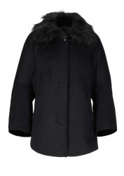 Vlnená fleecová bunda s umelou kožušinou Isabell Schmitt Collection, čierna #1