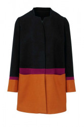 Vlnený kabát HEINE, čierno-oranžovo-ružová #1