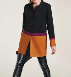 Vlnený kabát HEINE, čierno-oranžovo-ružová #4