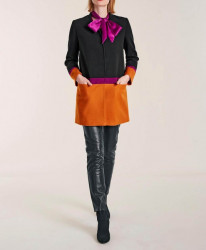 Vlnený kabát HEINE, čierno-oranžovo-ružová #7