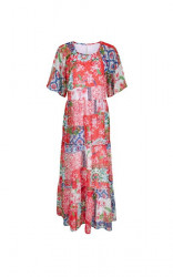 Volánové maxi šaty s patchwork potlačou Linea Tesini, viacfarebné #1