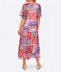 Volánové maxi šaty s patchwork potlačou Linea Tesini, viacfarebné #3