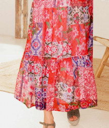 Volánové maxi šaty s patchwork potlačou Linea Tesini, viacfarebné #5