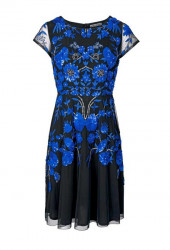 Vyšívané spoločenské šaty Ashley Brooke. čierno-modrá
