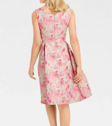 Žakarové šaty s kvetinovým vzorom, krémovo-ružové #2