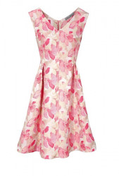 Žakarové šaty s kvetinovým vzorom, krémovo-ružové #4