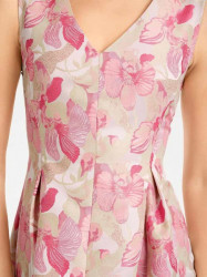 Žakarové šaty s kvetinovým vzorom, krémovo-ružové #6