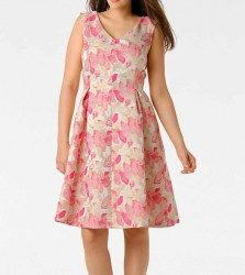 Žakarové šaty s kvetinovým vzorom, krémovo-ružové #7