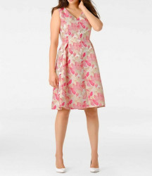 Žakarové šaty s kvetinovým vzorom, krémovo-ružové #8