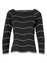 Žakárový pulóver Création L, čierno-biely #1