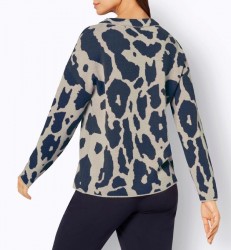 Žakárový pulóver Création L, modro-pieskový #3