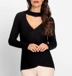 Zavinovací pulóver s Cut-Out výstrihom HEINE, čierny #3