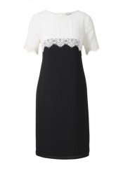 Žoržetové šaty s čipkou HEINE, čierno-biele #1