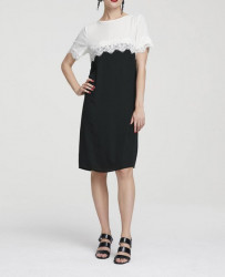 Žoržetové šaty s čipkou HEINE, čierno-biele #2