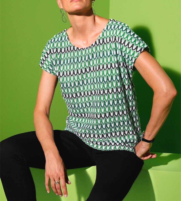 Dvojvrstvové žakárové tričko Création L, zeleno-farebné