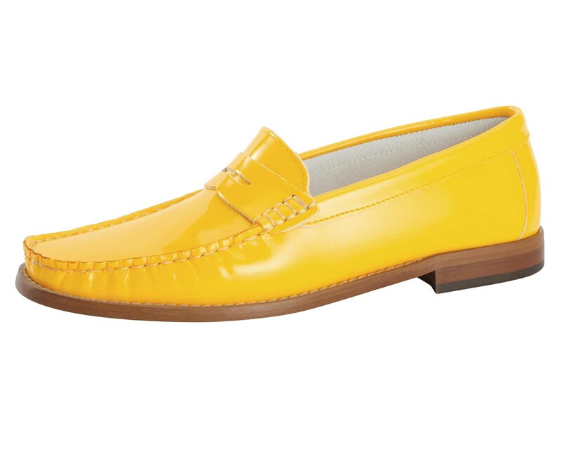 Lakované kožené slipper topánky HEINE, žlté