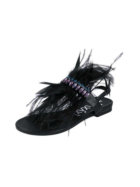 Sandále Dianette s perím, čierna