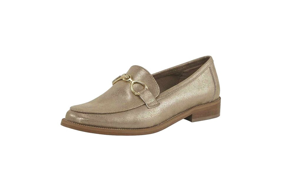 Slipper topánky Heine, sivo-béžovo-zlaté